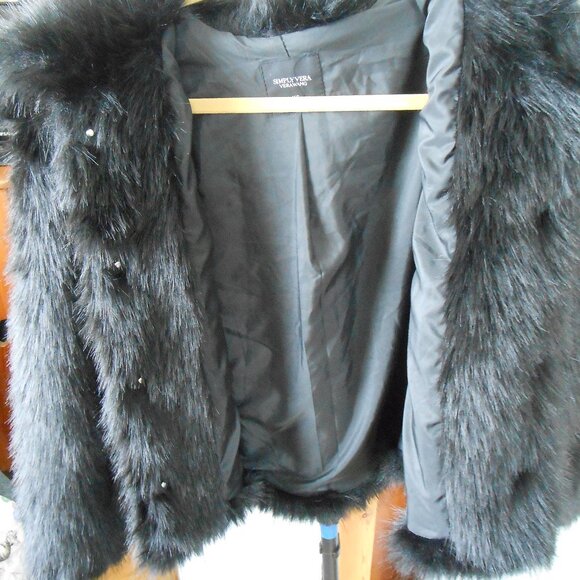 FAUX FUR COAT BY VERA WANG-BLACK-WOMEN'S SIZE XS-NEW WITH TAGS - Picture 2 of 6